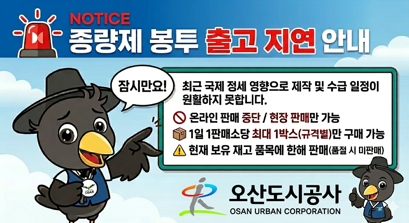 종량제 봉투 출고 지연 안내 하단참조